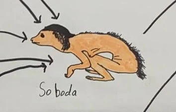 Annotated first sketch of the Soboda, circa 2021